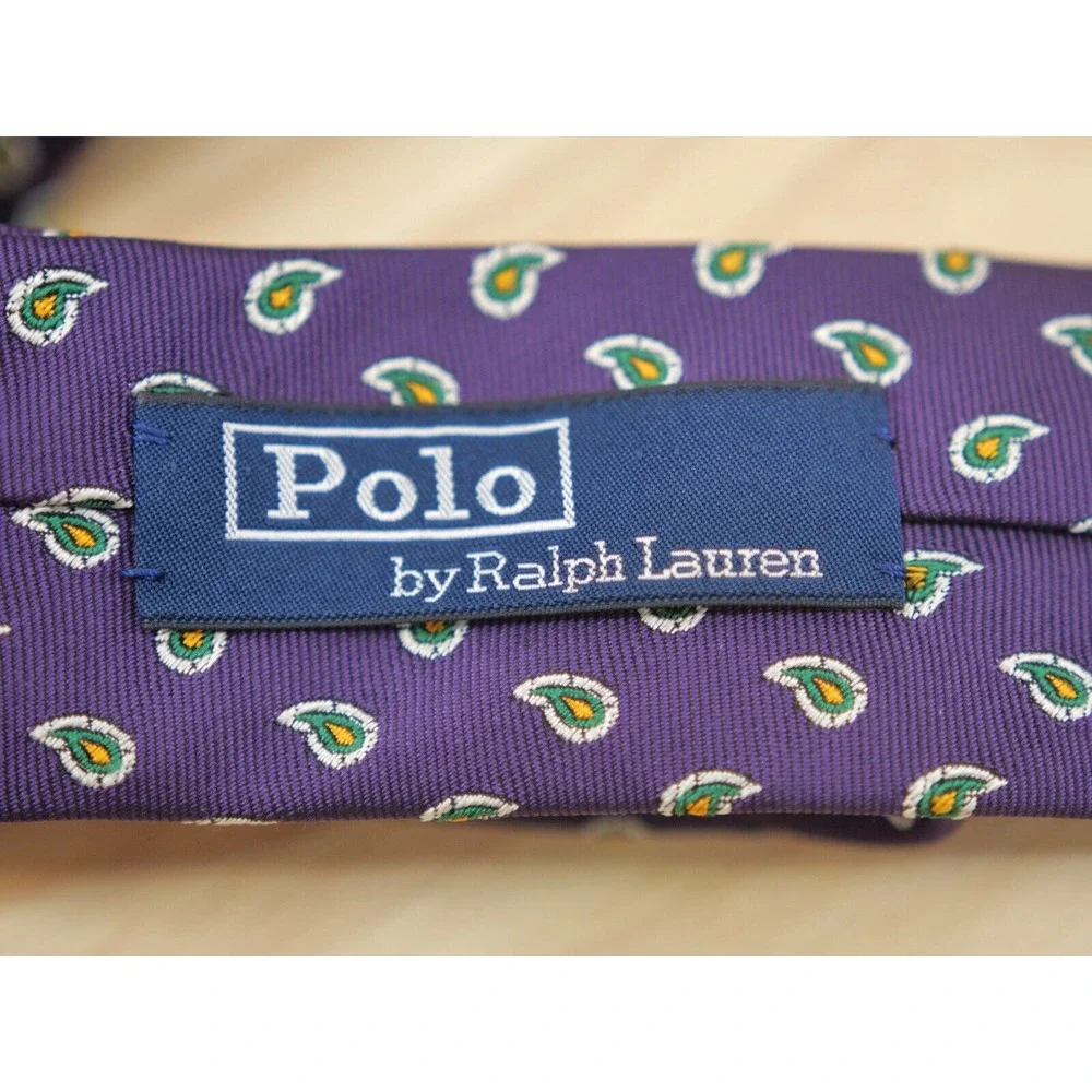Polo Ralph Lauren Silk Tie Purple Paisley Hand Made In Italy 58
